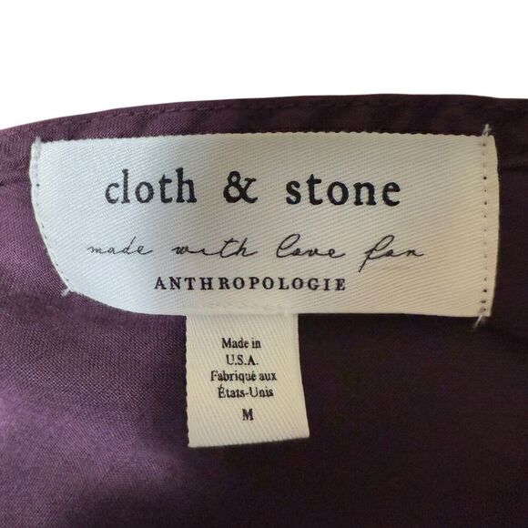 Anthropologie Cloth & Stone Tiffany Bell Sleeve Dress Burgundy Tie back M - Picture 6 of 12